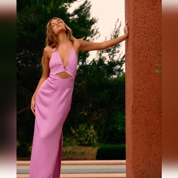 ZARA SATIN EFFECT CUT OUT DRESS - Picture 5 of 8